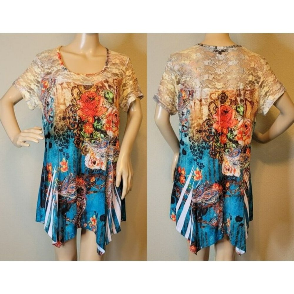 Woman's Sz M Boho Tunic Top by CREATION